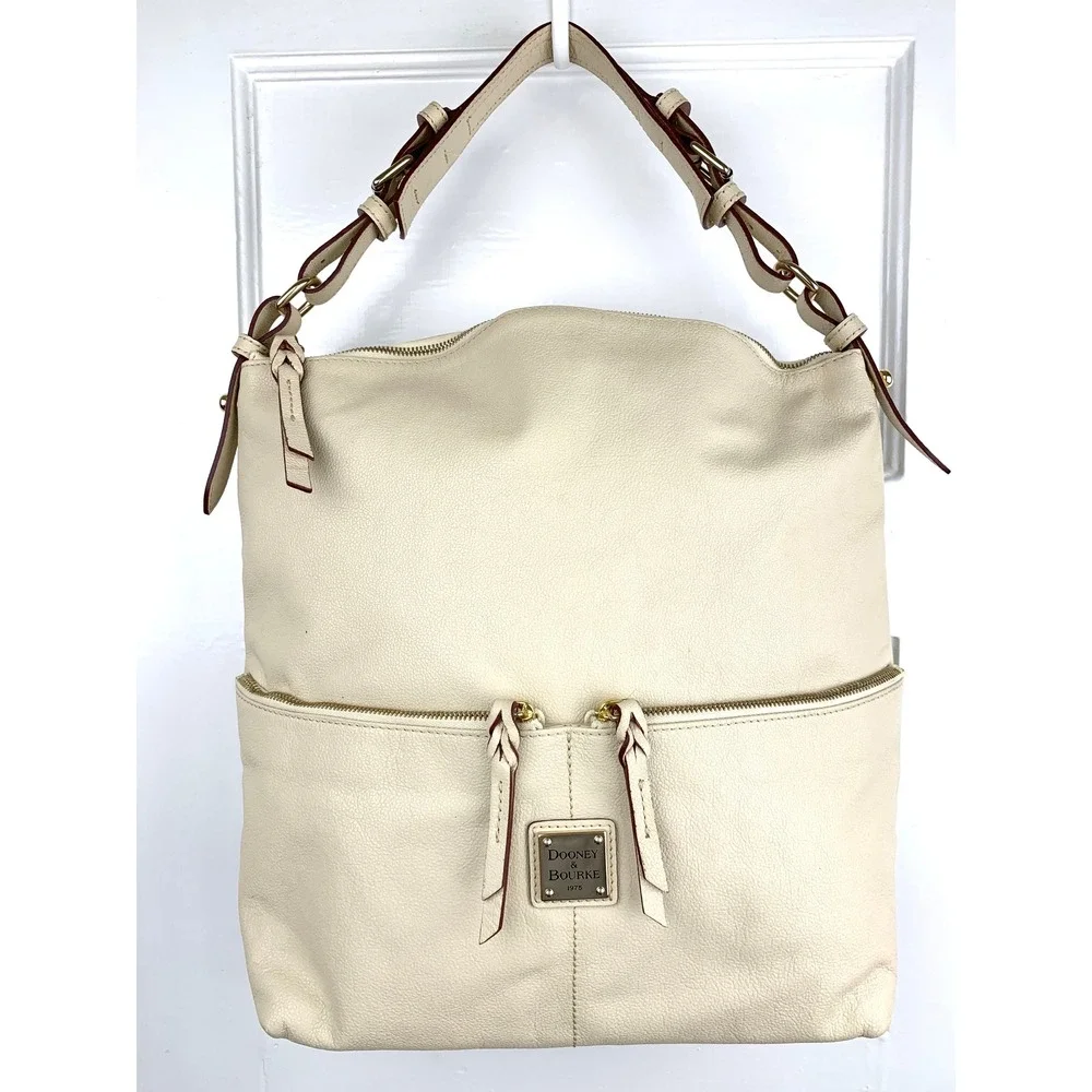 Dooney & Bourke DILLEN Cream Pebbled Leather Shoulder Bag with Dust Bag EUC